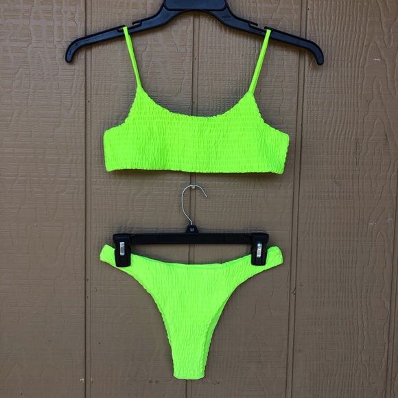 lime green two piece swimsuit